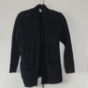 💥 QUICK SALE - JohnPaulRichard Black Open-Front Fuzzy Cardigan